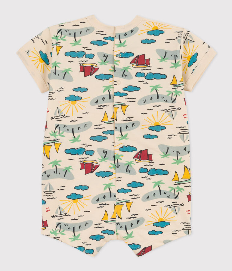 Combinaison courte b&eacute;b&eacute; en jersey imprim&eacute; &eacute;cru/multicouleur