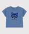Katoenen effen T-shirt met korte mouwen en motiefje voor baby's blauw
