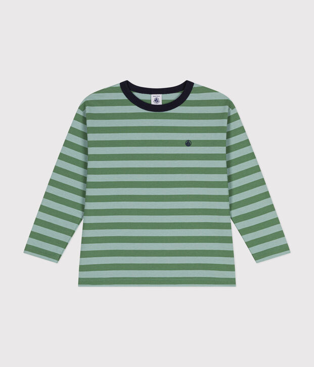 Jongens-T-shirt met lange mouwen van dunne jerseystof groen/groen