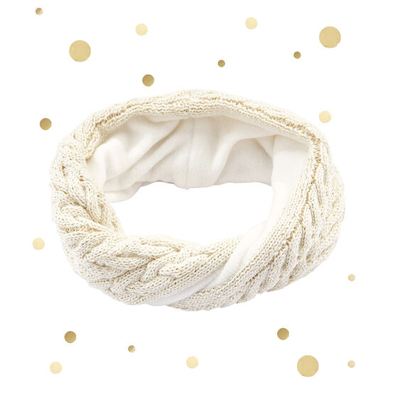 Meisjessnood in wolmix beige COQUILLE/geel DORE