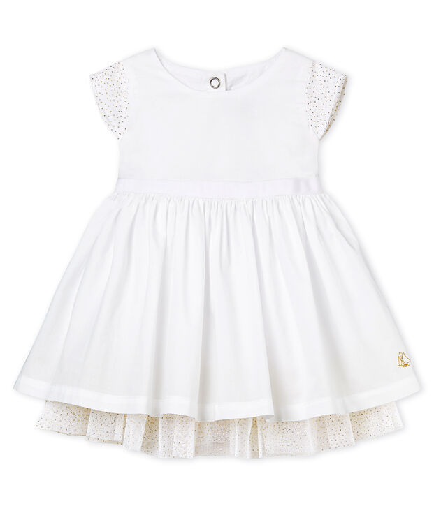Korte mouwen feestjurk babymeisje wit