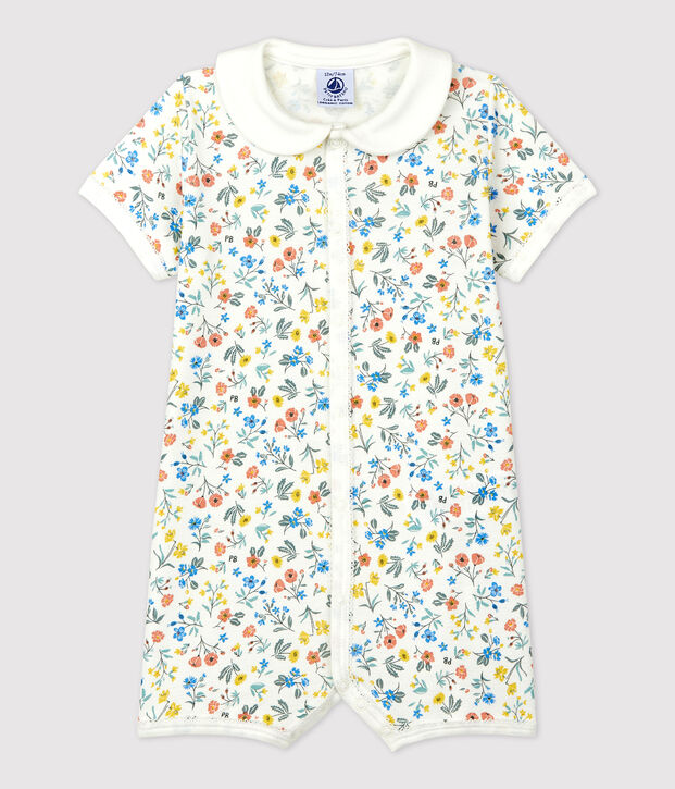 Combicourt fleuri b&eacute;b&eacute; en coton blanc/multicouleur