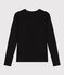 L'Iconique, T-shirt met lange mouw van effen ribstof voor dames zwart BLACK