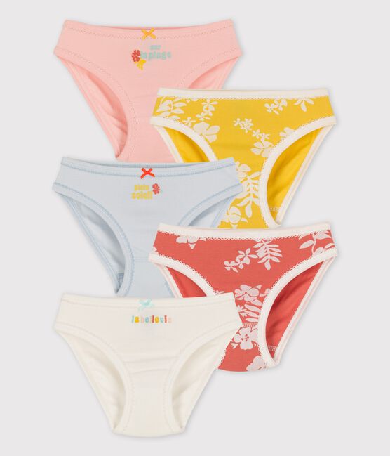 Set van 5 meisjesslips met Hawaïprint in katoen variante 1