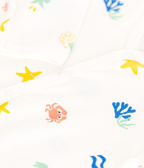 Katoenen babypyjama zonder voetjes met print wit MARSHMALLOW/wit MULTICO