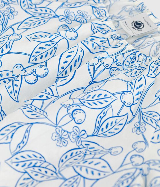 Blouse enfant en coton manches courtes imprimé cerises bleu MARSHMALLOW/ PORCELANA