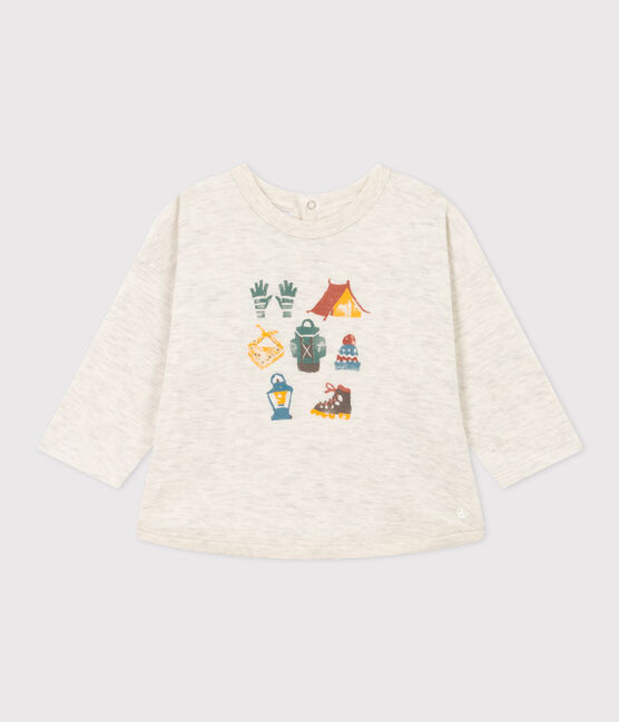 Baby-T-shirt met lange mouwen in tubic beige MONTELIMAR CHINE