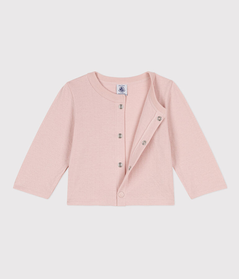 Cardigan b&eacute;b&eacute; en tubique uni rose SALINE