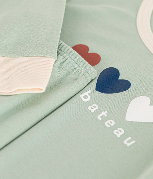 Pyjama uni en coton enfant vert