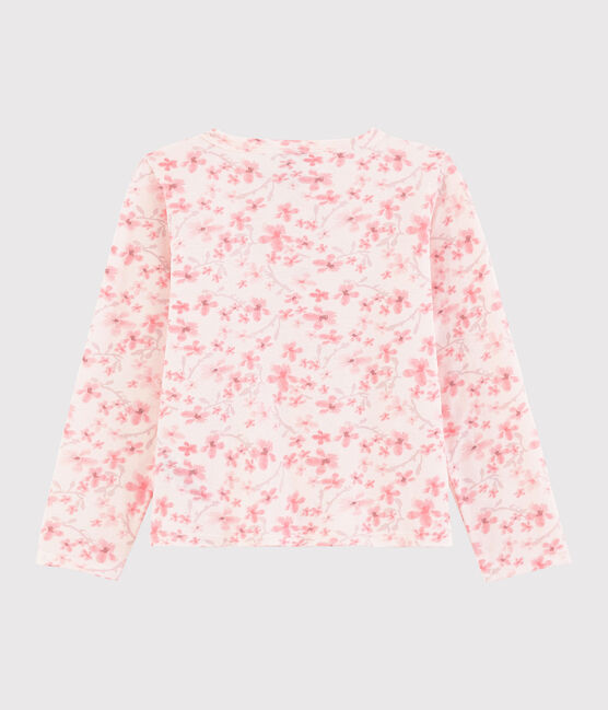 Cardigan van piqué jersey voor meisjes roze FLEUR/wit MULTICO