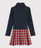 Meisjesjurk met lange mouwen kinderen blauw SMOKING/wit MULTICO