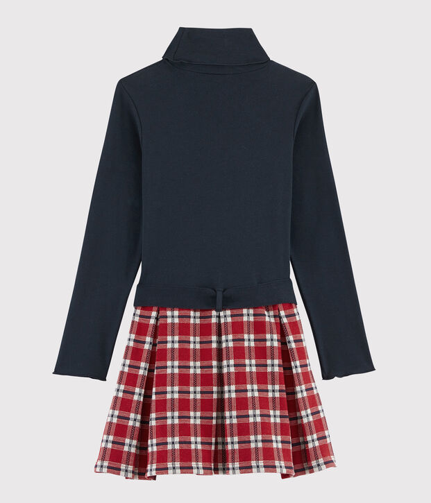 Meisjesjurk met lange mouwen kinderen blauw/multicouleur