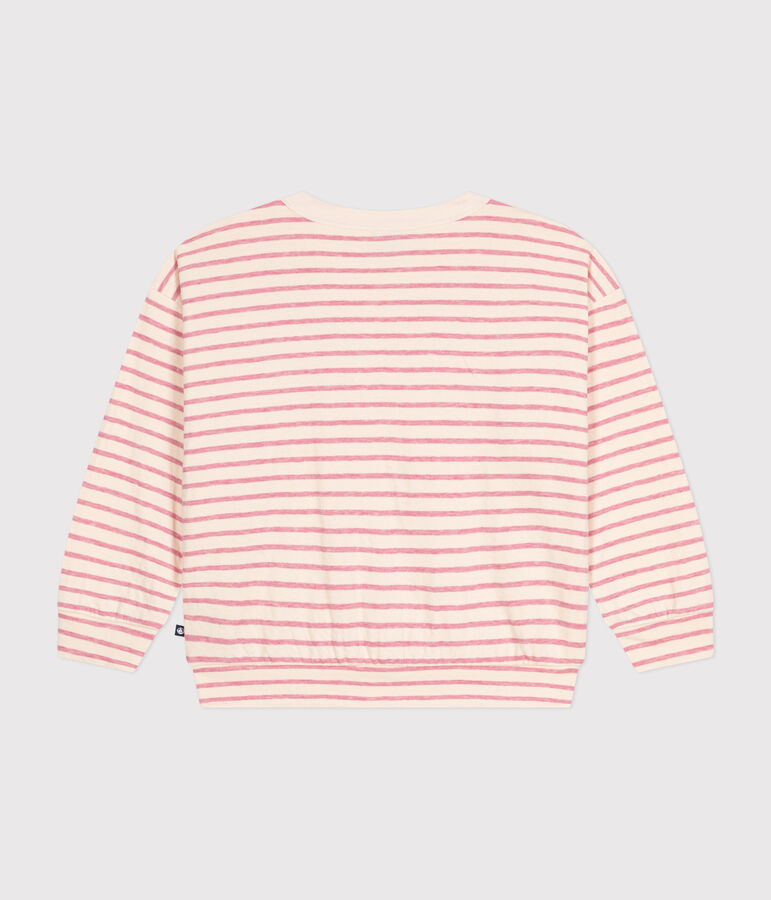 Sweatshirt en tubique enfant fille &eacute;cru/rose