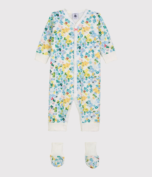 Nachtkleding set van molton voor baby's wit/multicouleur