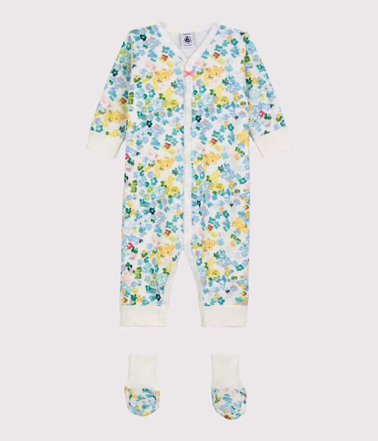 Nachtkleding set van molton voor baby's wit/multicouleur
