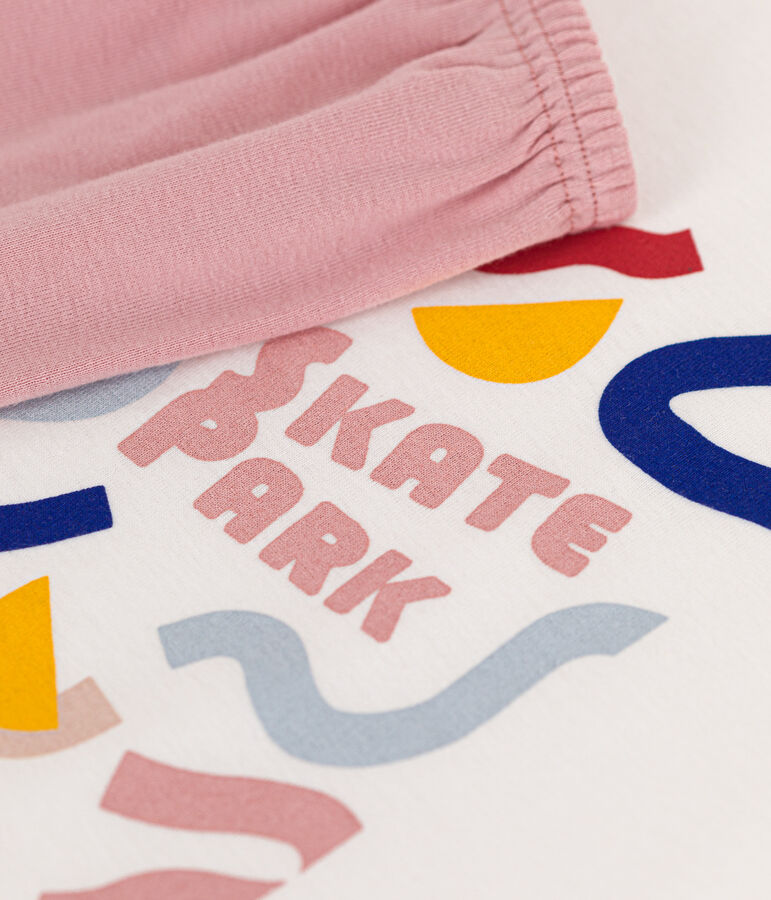 Effen korte pyjama van katoen voor kinderen wit/multicouleur