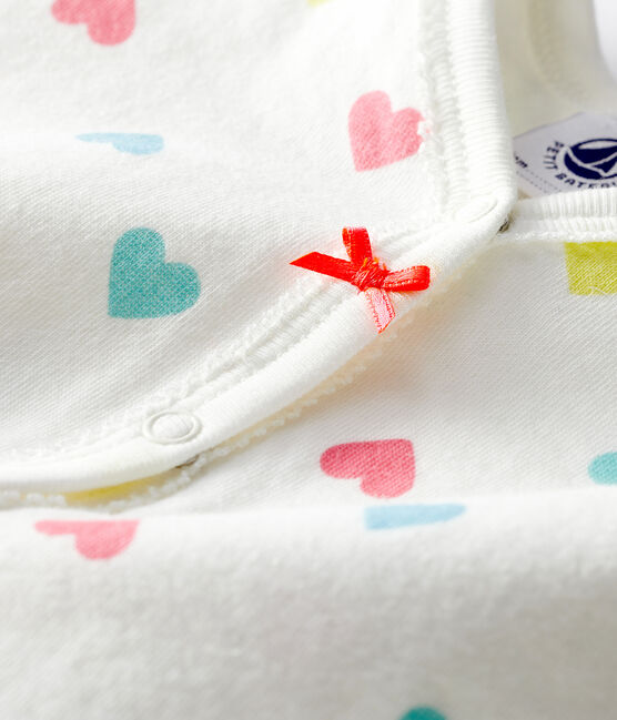 Slaappakje zonder voetjes in tubic babymeisje wit MARSHMALLOW/wit MULTICO