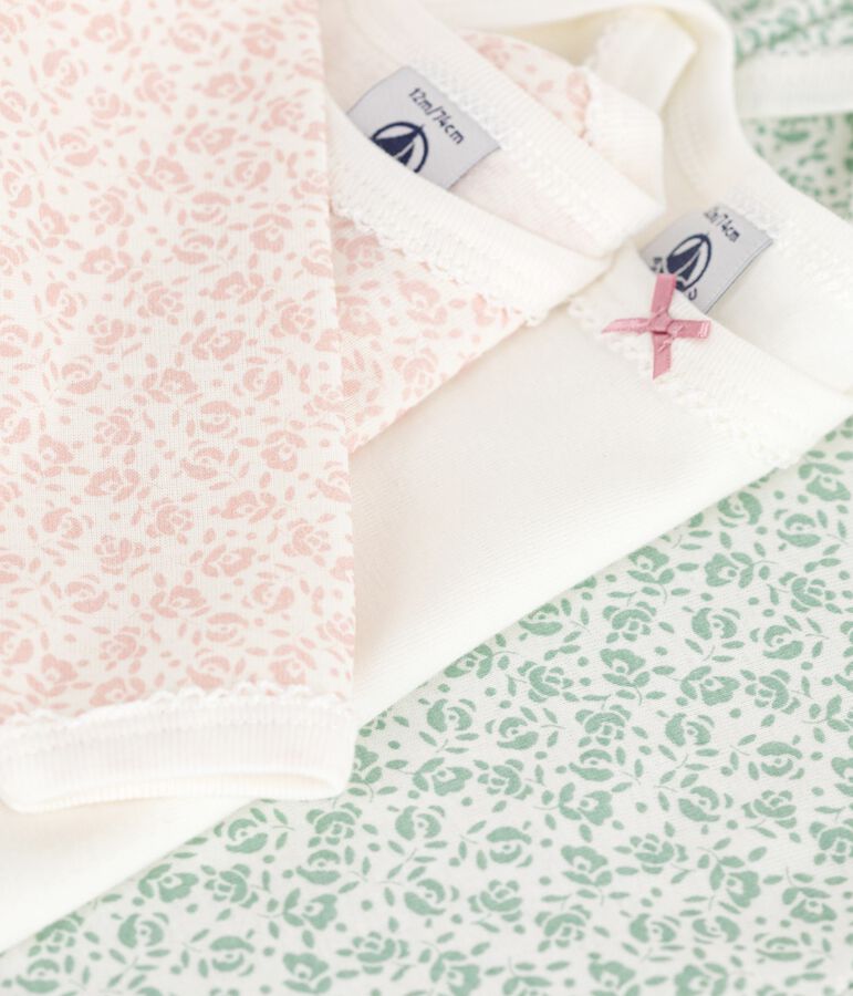 Lot de 3 bodies manches longues en coton fleuri b&eacute;b&eacute; multicouleur