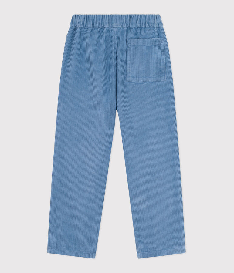 Pantalon enfant en velours uni bleu