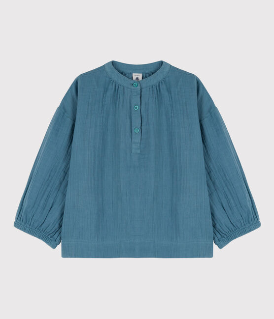 Blouse in biokatoenen materiaal voor meisjes blauw ROVER