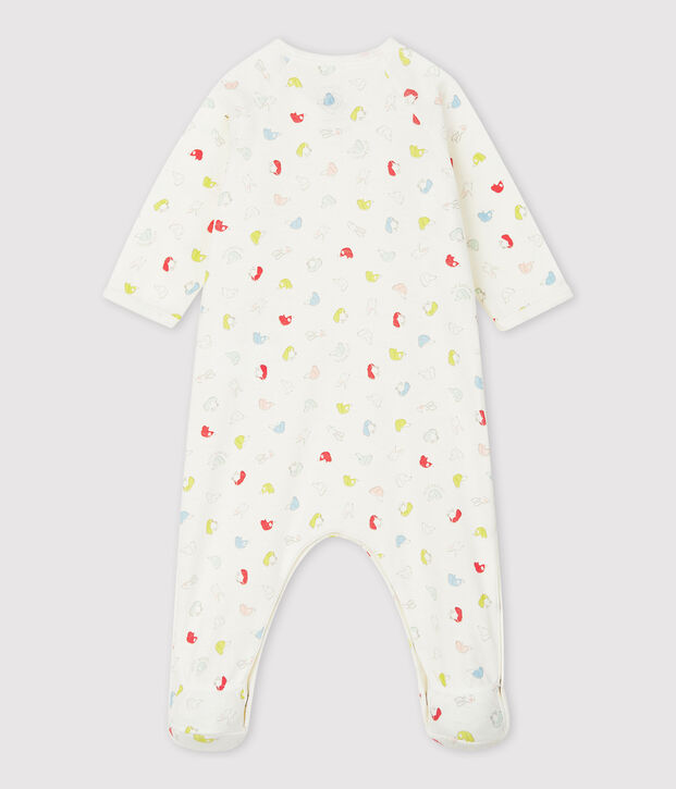 Kleurrijke puppy babypyjama van biologisch katoen wit/multicouleur