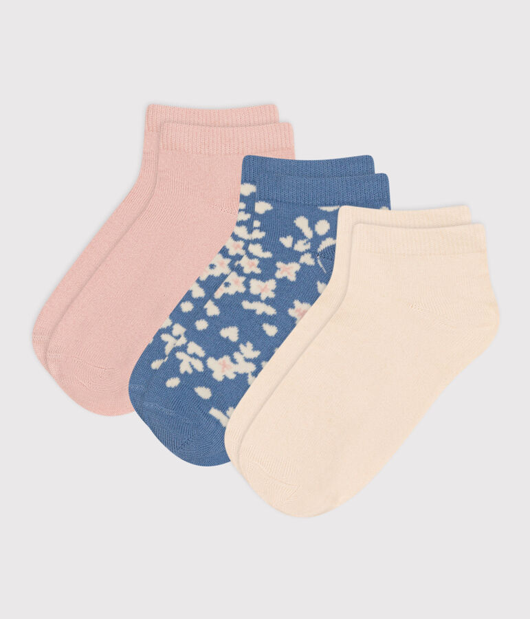 3 paires de chaussettes en coton fleurs enfant multicouleur