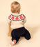 Gebreide jacquard trui in wol en katoen voor baby's beige MONTELIMAR/wit MULTICO