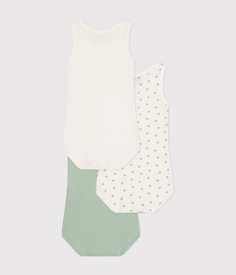 Lot de 3 bodies sans manches en coton b&eacute;b&eacute; multicouleur