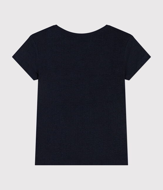 LE Droit, linnen T-shirt voor dames met ronde hals blauw SMOKING