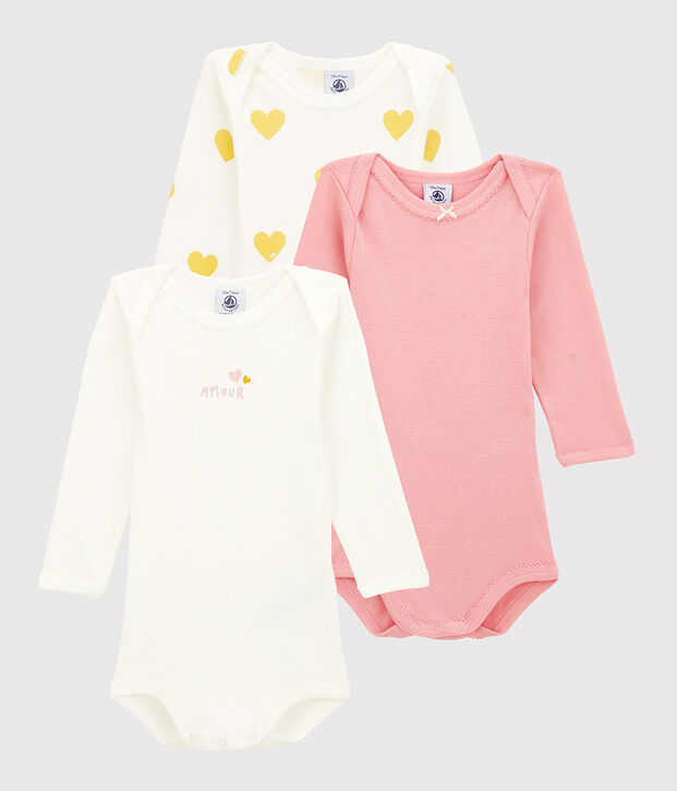 Set van 3 rompers met lange mouwen voor babymeisjes van biologisch katoen multicouleur