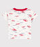 Baby-T-shirt met korte mouwen en print in jerseystof voor baby's wit MARSHMALLOW/wit MULTICO