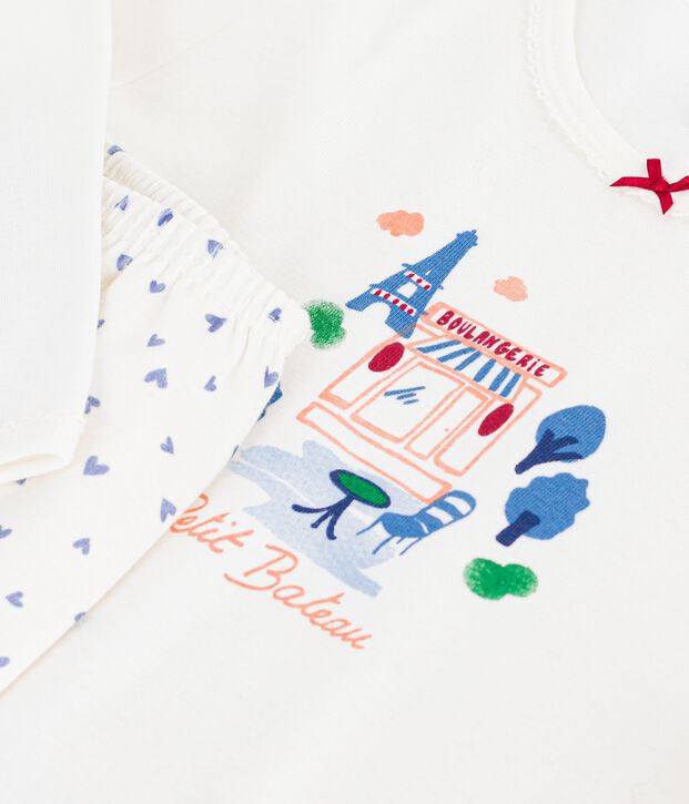 Katoenen kinderpyjama met Parijs-motiefje blauw/blauw