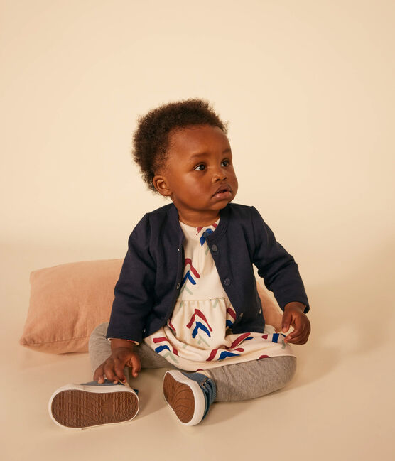 Cardigan bébé uni en jersey épais bleu SMOKING