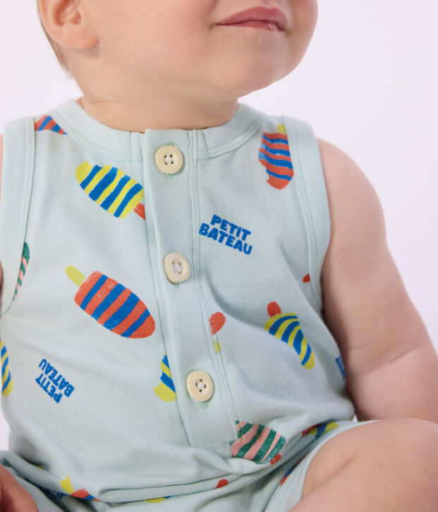 Kort babypakje van katoen met ijsjesprint blauw/multicouleur