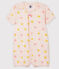Combicourt bébé fille en côte rose FLEUR/blanc MULTICO