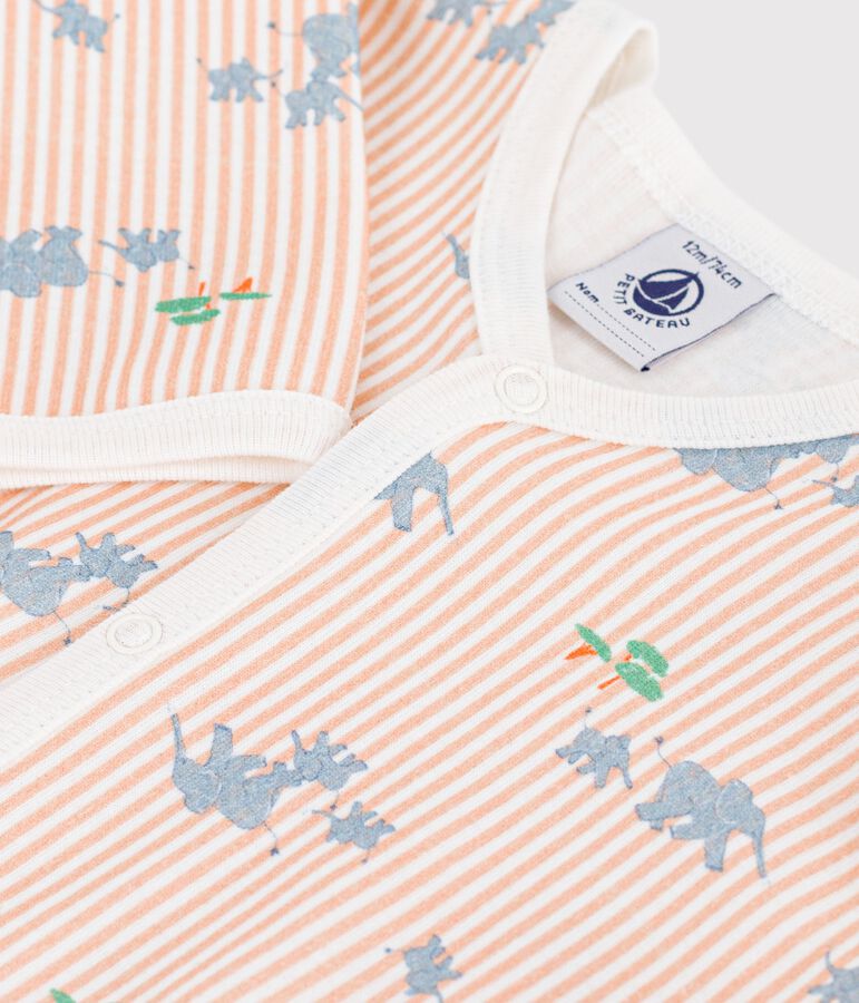 Pyjama b&eacute;b&eacute; en coton sans pieds imprim&eacute; &eacute;l&eacute;phants blanc MARSHMALLOW/blanc MULTICO