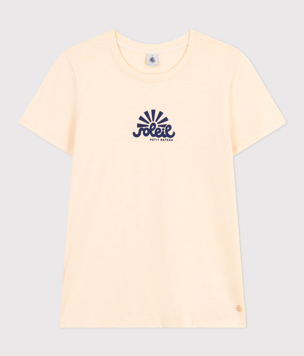 LE Droit, katoenen T-shirt voor dames met ronde hals ecru