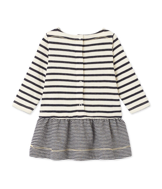 Jurk met streepjes voor babymeisjes beige COQUILLE/blauw SMOKING