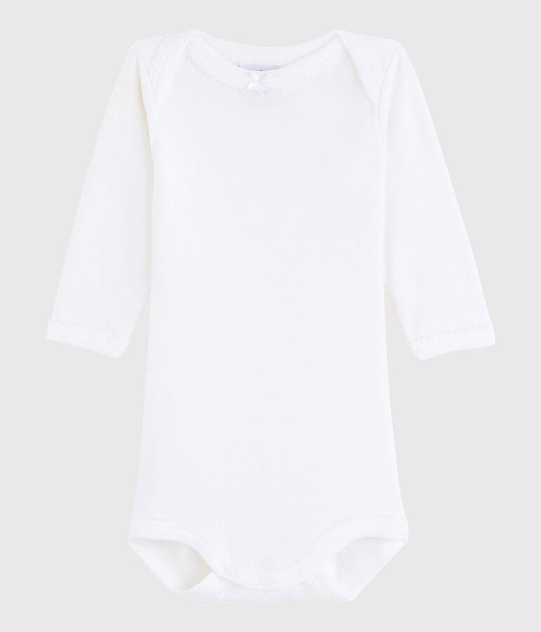 Rompertje lange mouwen babymeisje wit Ecume