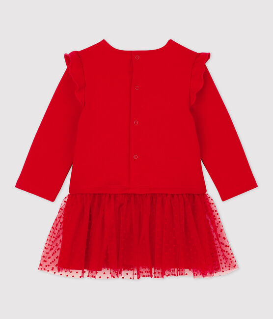 Robe en molleton et tulle bébé. rouge TERKUIT