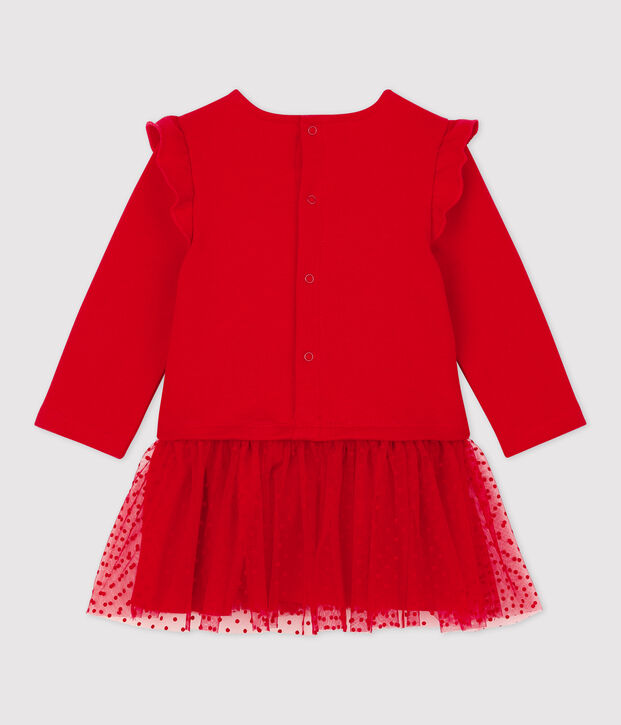 Jurk van molton en tule baby. rood