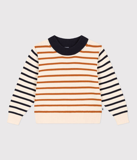 Pull marin en coton enfant fille / garçon blanc AVALANCHE/ MULTICO