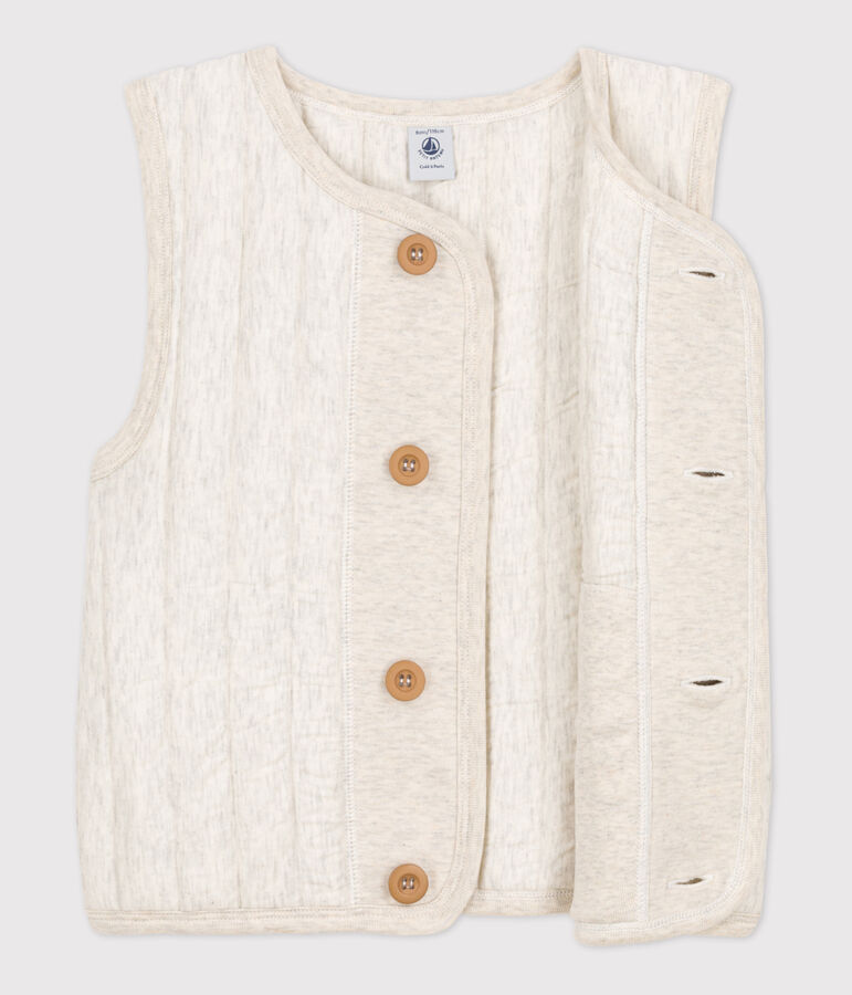 Mouwloze vest in tubic voor jongens en meisjes beige MONTELIMAR CHINE