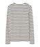 Gestreept dames-T-shirt met lange mouwen en V-hals beige COQUILLE/blauw SMOKING