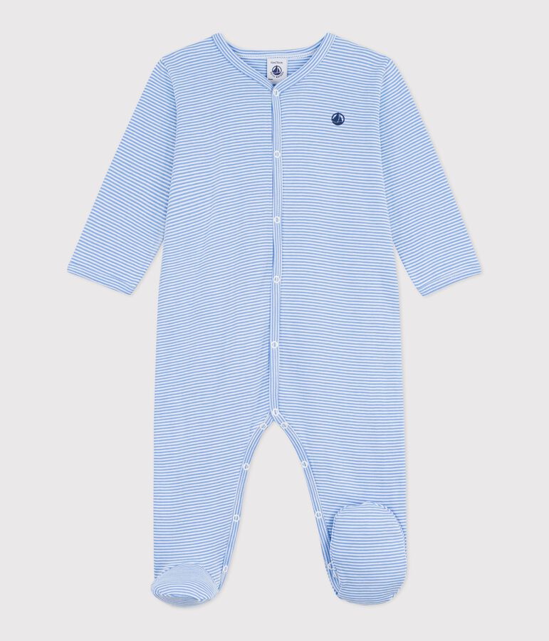 Pyjama b&eacute;b&eacute; en coton imprim&eacute; &agrave; rayures bleu/blanc
