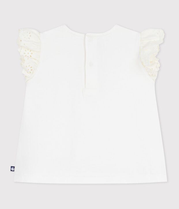 Effen katoenen T-shirt met korte mouwen voor baby's wit