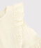Jurk in biokatoenen gaas en jersey voor meisjes wit MARSHMALLOW
