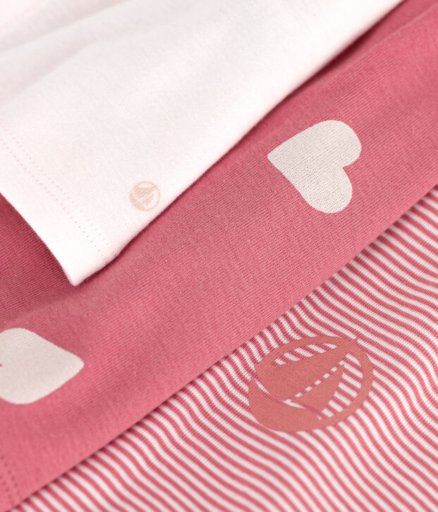 Tweedelig katoenen babysetje met effen vestje en jurk met print roze/multicouleur