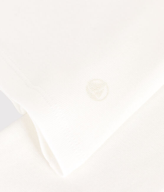 Tee-shirt l'Iconique manches longues col V en côte unie femme blanc ECUME