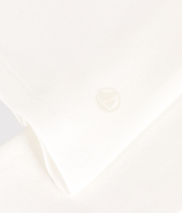 Tee-shirt l'Iconique manches longues col V en c&ocirc;te unie femme blanc